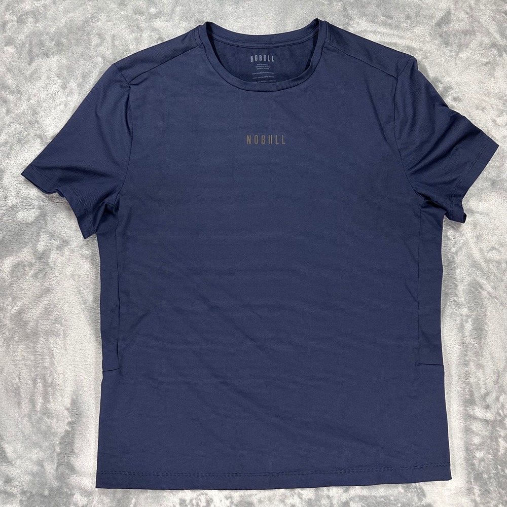 NOBULL Mens Navy Blue Recycled Polyester Performance Training T-Shirt Size L